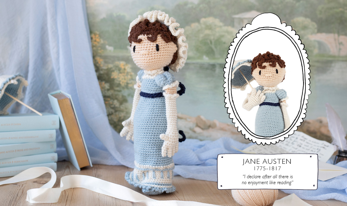 Jane Austen international womens day crochet doll